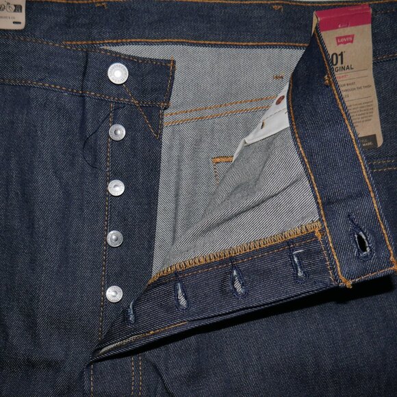 Levis 501 Original Fit Jeans Men's Size 46X30 Dark Rinse Denim Straight Leg NEW - Picture 7 of 12